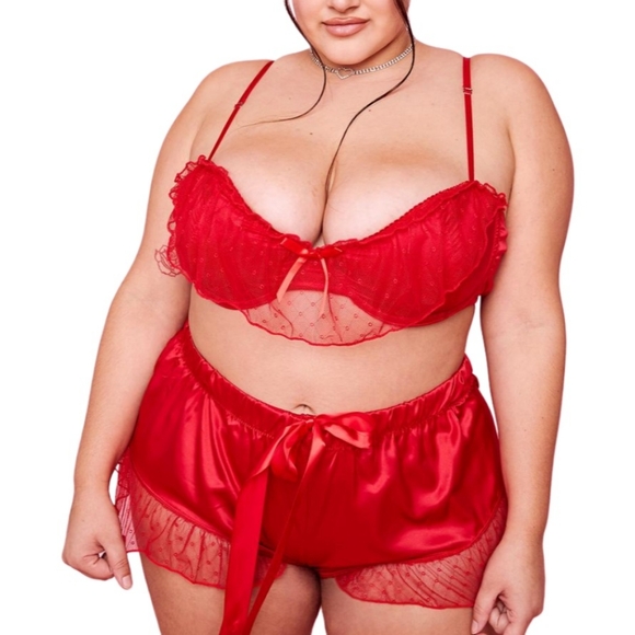 Sugar Thrills Satin Lingerie Set [Plus] - Picture 1 of 4